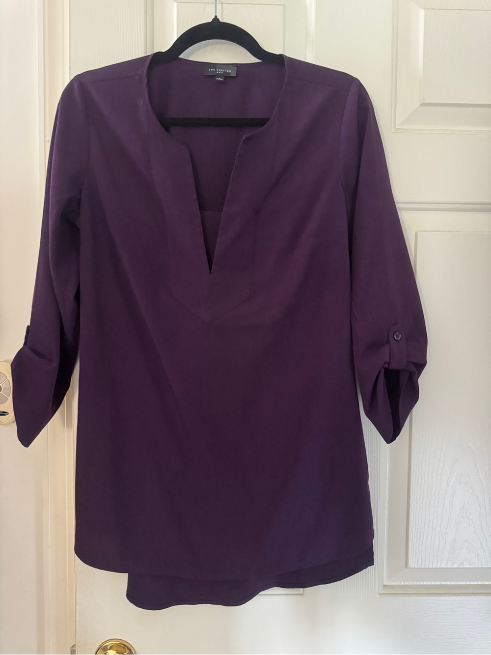 The Limited Deep Purple Split V-Neck Tunic